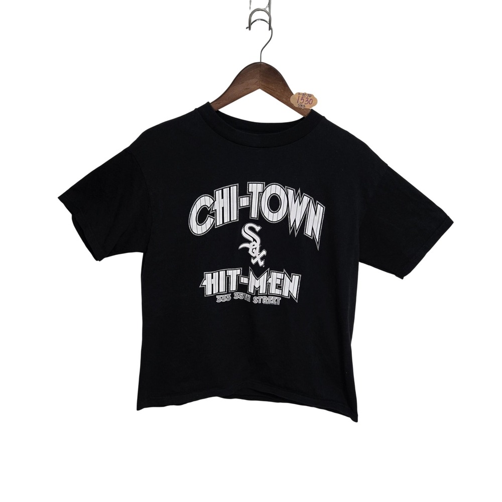 CSA Chicago White Sox Chi-Town Hit-Men Graphic T-Shirt Black Mens Small Vintage